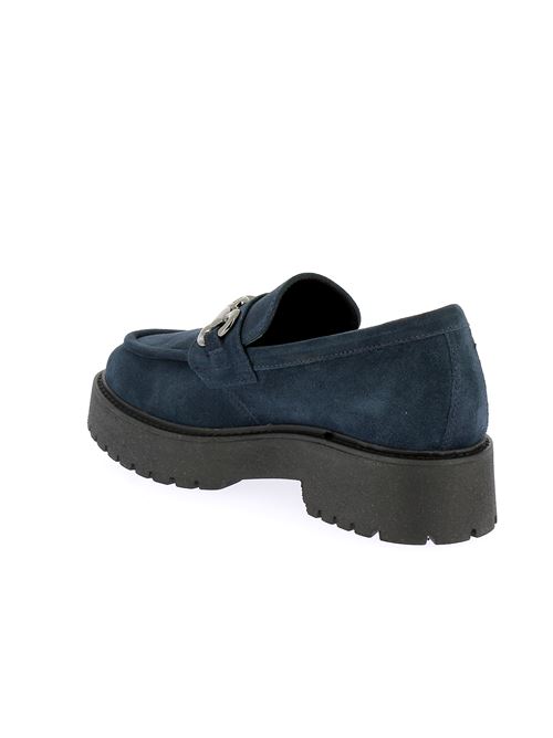 mocassino da donna in camoscio blu NERO GIARDINI | I411390D207